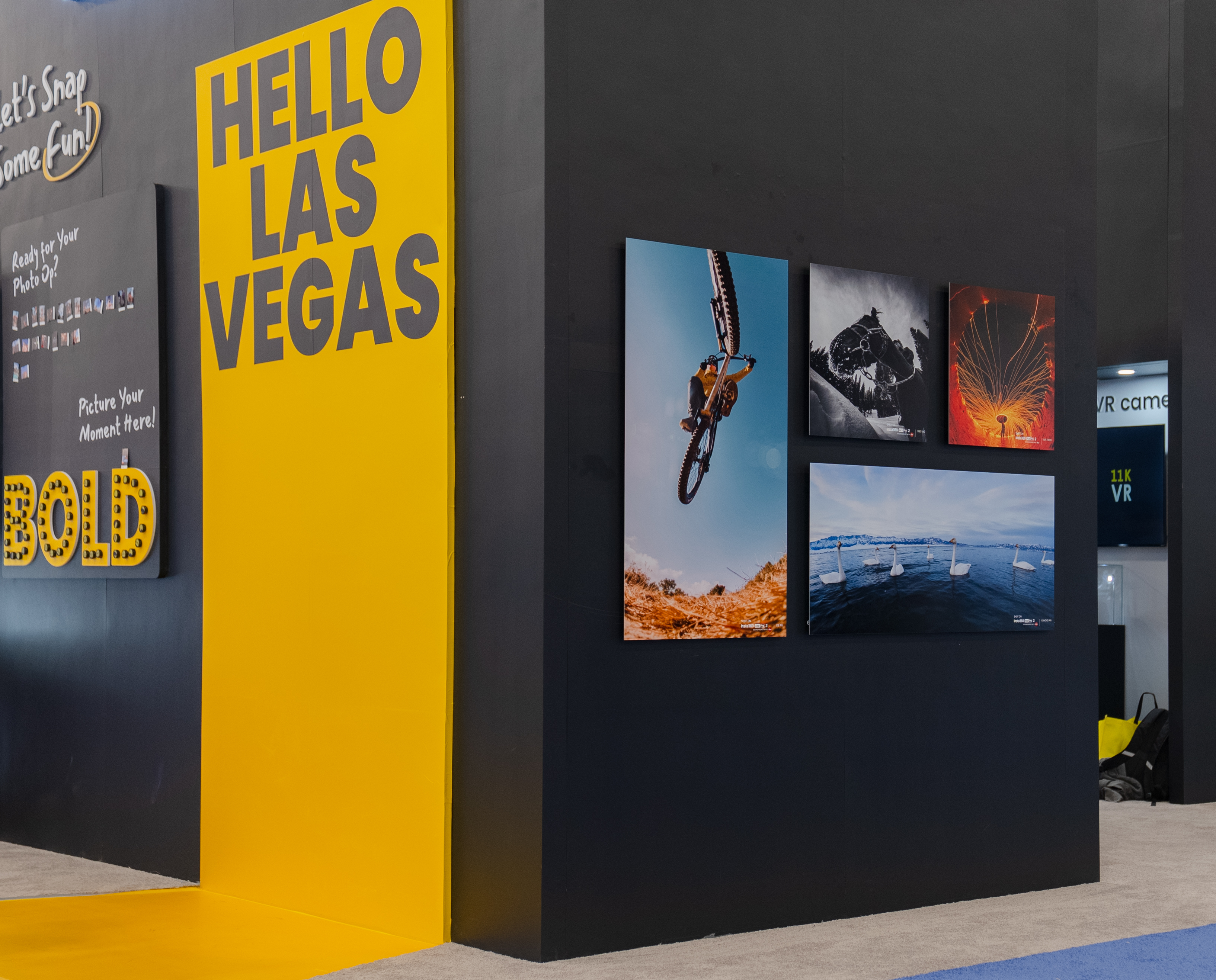 Some of the winning entries to the Insta360 Vision Awards, on display at NAB Show 2026.